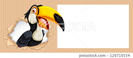 Toucan Peeking Through Paper Frame 120718554