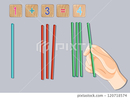 Simple Math Addition with Sticks 120718574