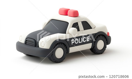 3D illustration of a police car with a unique clay model design 120718606