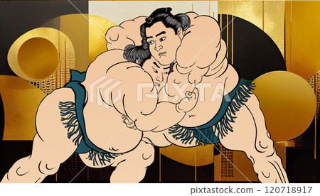 相撲選手和富士山(背景:AI世代) 相撲選手和富士山(背景:AI世代) 120718917