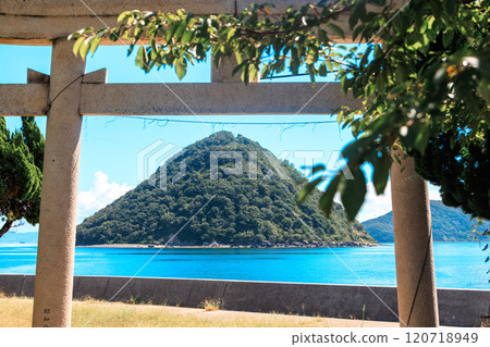 The torii gate and island of Sanagi Hachiman Shrine The torii gate and island of Sanagi Hachiman Shrine 120718949