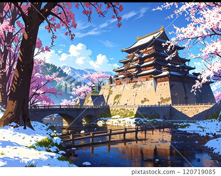日本的城堡春天有雪-2 120719085
