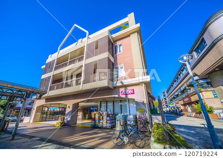 Yokohama cityscape in Japan. View of the entrance and exit of Nakagawa Station (secondary name: Tokyo City University Yokohama Campus) on the Yokohama Municipal Subway. 120719224