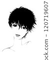 Monochrome illustration of a woman with short hair 120719607