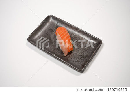 Salmon nigiri sushi on a plate Salmon nigiri sushi on a plate 120719715