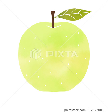 帶葉子的青蘋果水彩風格插圖 120720019