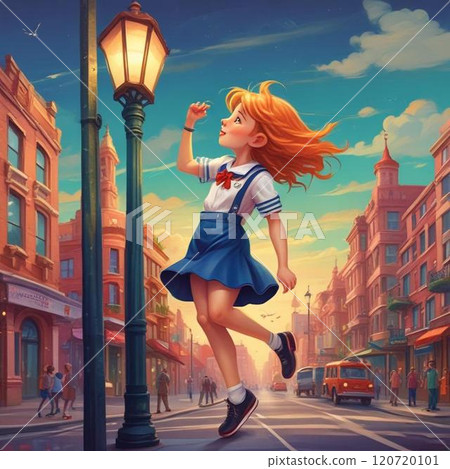 Telegraph pole and girl_2 Telegraph pole and girl_2 120720101