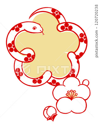 Small white plum blossoms and buds in the shape of colored plum blossoms surrounded by a white snake in the plum blossom motif, brush-drawn and painted in two colors Small white plum blossoms and buds in the shape of colored plum blossoms surrounded by a white snake in the plum blossom motif, brush-drawn and painted in two colors 120720238