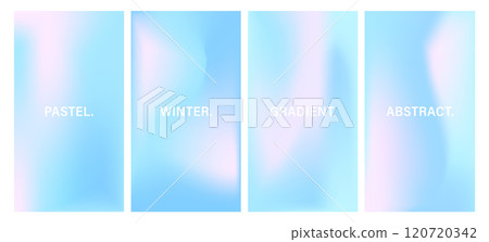 Gradient Pastel Winter Background. Cold fluid wave design. Abstract vector illustration. Set of Holiday season Mesh backdrops. Blue, purple and pink colors 120720342