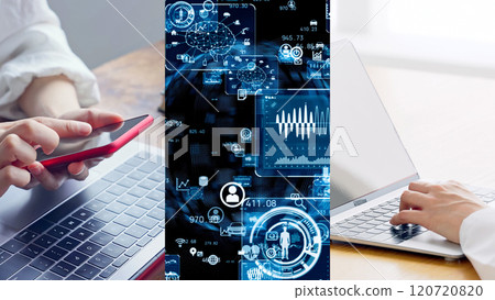 Digital transformation collage Digital transformation collage 120720820