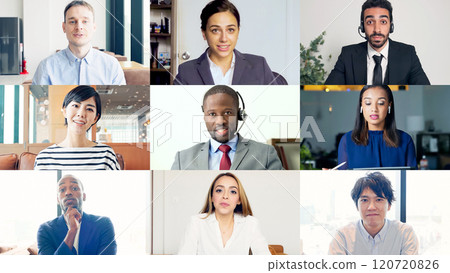 人們進行視訊通話的拼貼畫 120720826