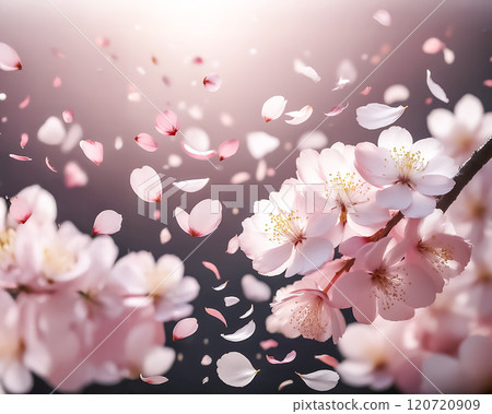 Image material of cherry blossoms and petals 120720909