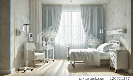 A morning in a bright, clean hospital room 120721277