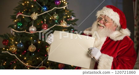santa claus holding a blank sign santa claus holding a blank sign 120721860