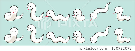 A vector illustration set of a loose white snake. Zodiac, Chinese zodiac, snake, New Year's greetings 120722072