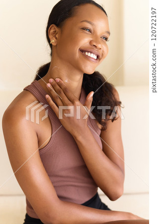 Skin Care. Woman Applying Lotion for Glowing Skin and Self-Care 120722197