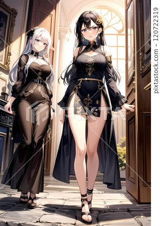 一個穿黑色連衣裙的女人 120722319