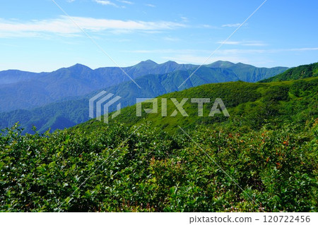 The main ridge of the Asahi mountain range seen from Awabata 120722456