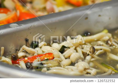 mushroom soup , shimeji mushroom soup or spicy soup or spicy shimeji mushroom soup 120722552