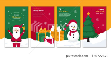 Christmas Festivity Social Media Stories Cartoon Hand Drawn Background Templates 120722670