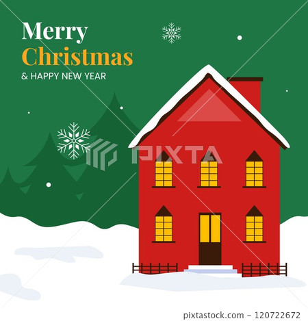 Happy Holidays Social Media with Cartoon Hand Drawn Background Templates Illustration 120722672