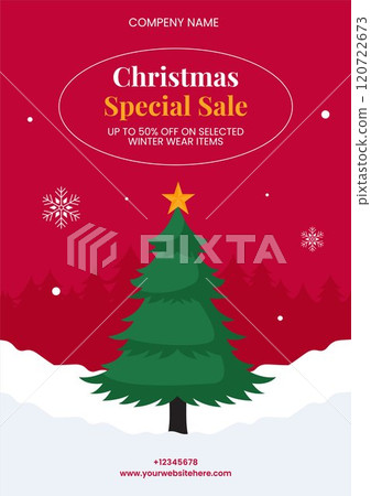 Christmas Social Media Flyer Cartoon Hand-Drawn Templates for Festive Greetings 120722673