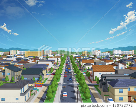 房屋住宅城市藍天插畫 CG BG 城市景觀背景 120722772