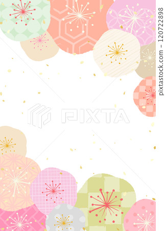Plum blossom frame with various Japanese-style patterns 120722898