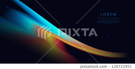 Colorful wave and light on black background. 120722951