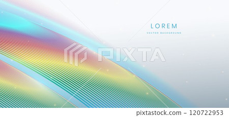 Abstract colorful wave lines on white background. with lighting effect sparkle. 120722953