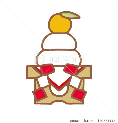 A simple pen-drawing style Kagami mochi 120723432