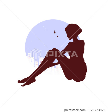 一個女人按摩腳的剪影 120723473