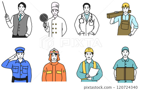 來自各種職業的人插圖集,男性版 來自各種職業的人插圖集,男性版 120724340