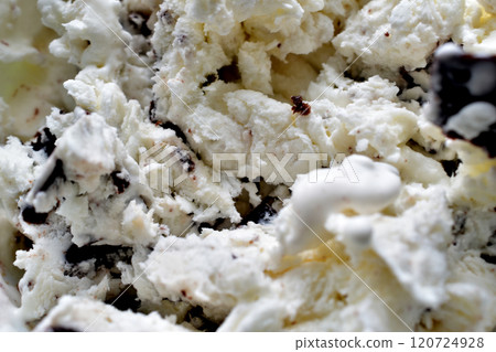 Background and texture created with vanilla ice cream and chocolate. 120724928