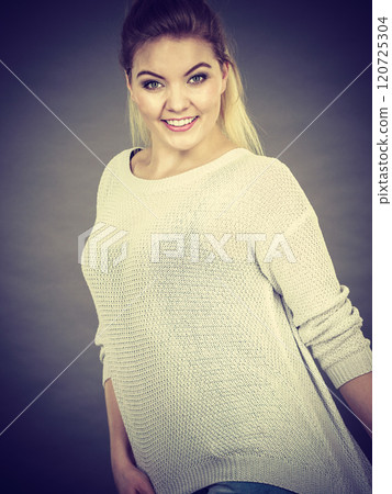 Happy positive smiling blonde woman Happy positive smiling blonde woman 120725304
