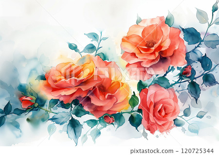 Watercolor painting of pink roses. 120725344