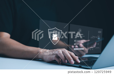 Cybersecurity concept. Man enter username and password for personal information access. Data login protect and secure internet access, screen padlock technology, cyber security, encryption privacy, Cybersecurity concept. Man enter username and password for personal information access. Data login protect and secure internet access, screen padlock technology, cyber security, encryption privacy, 120725949