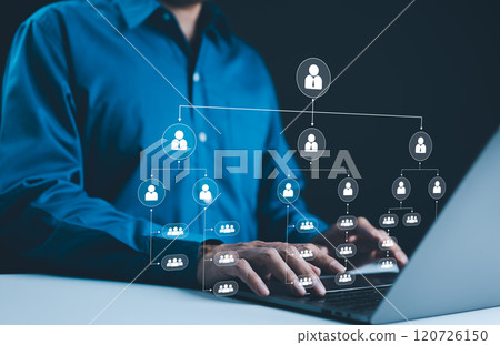 Organization chart and hierarchy structure employees in the company with departments in business. Working process and workflow automation with flowchart. Employee information, mindmap or organigram, Organization chart and hierarchy structure employees in the company with departments in business. Working process and workflow automation with flowchart. Employee information, mindmap or organigram, 120726150