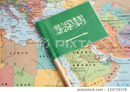 Bangkok, Thailand December 10, 2023 Saudi Arabia and Pakistan map in world map paper. 120726376