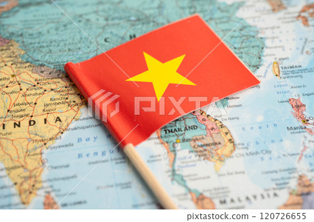 Bangkok, Thailand December 10, 2023 Vietnam map in world map paper. 120726655