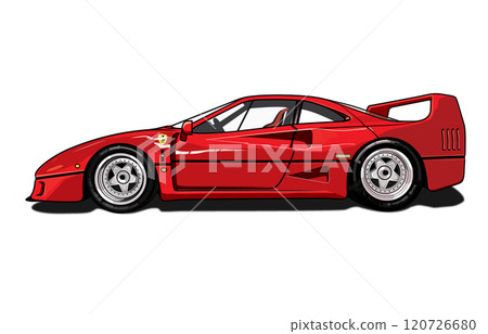 Ferrari red sports car illustration 120726680