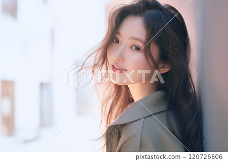 Brown-haired beautiful women, hairstyles, and fashion "AI-generated images" 120726806