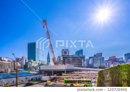 Tokyo cityscape in Japan: Towards the future... Looking forward to redevelopment of Shinjuku Station and the west exit of Shinjuku Station... a ray of hope... = 22nd 120726948