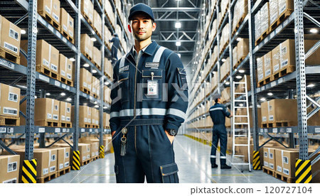 Male worker working in a distribution warehouse 120727104