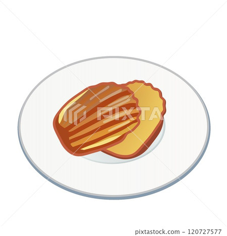 Illustration of madeleines on a plate 120727577