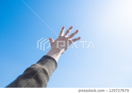 手伸向天空(照片素材) 手伸向天空(照片素材) 120727679