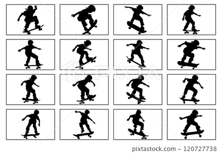 Kids skateboarding silhouette, Skate silhouette, Skateboard silhouettes Kids skateboarding silhouette, Skate silhouette, Skateboard silhouettes 120727738