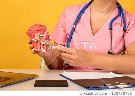 doctor points out the lymph nodes doctor points out the lymph nodes 120728796