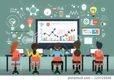 E-learning platform showcasing educators and virtual classrooms, online education tools E-learning platform showcasing educators and virtual classrooms, online education tools 120728896