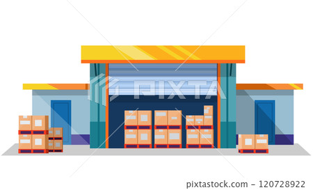 storage room industrial warehouse, boxes of goods 120728922